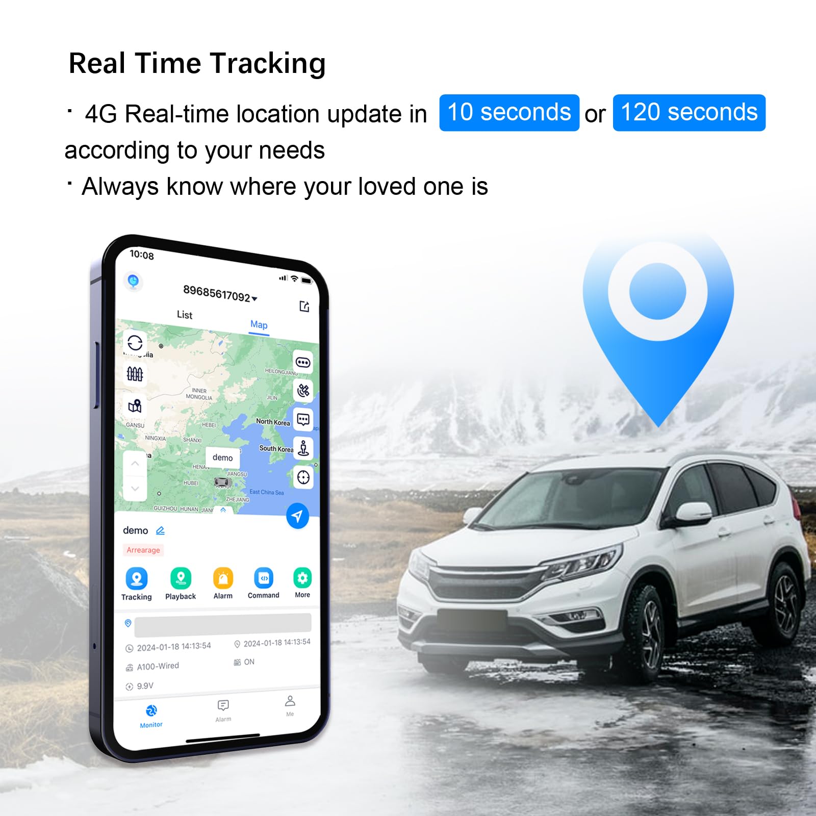 Rastreador GPS para vehículos, coches de larga duración de batería hasta 90 días, imán fuerte, rango ilimitado, geo-cerca, dispositivo de seguimiento de coches en tiempo real 4G, dispositivos de 5
