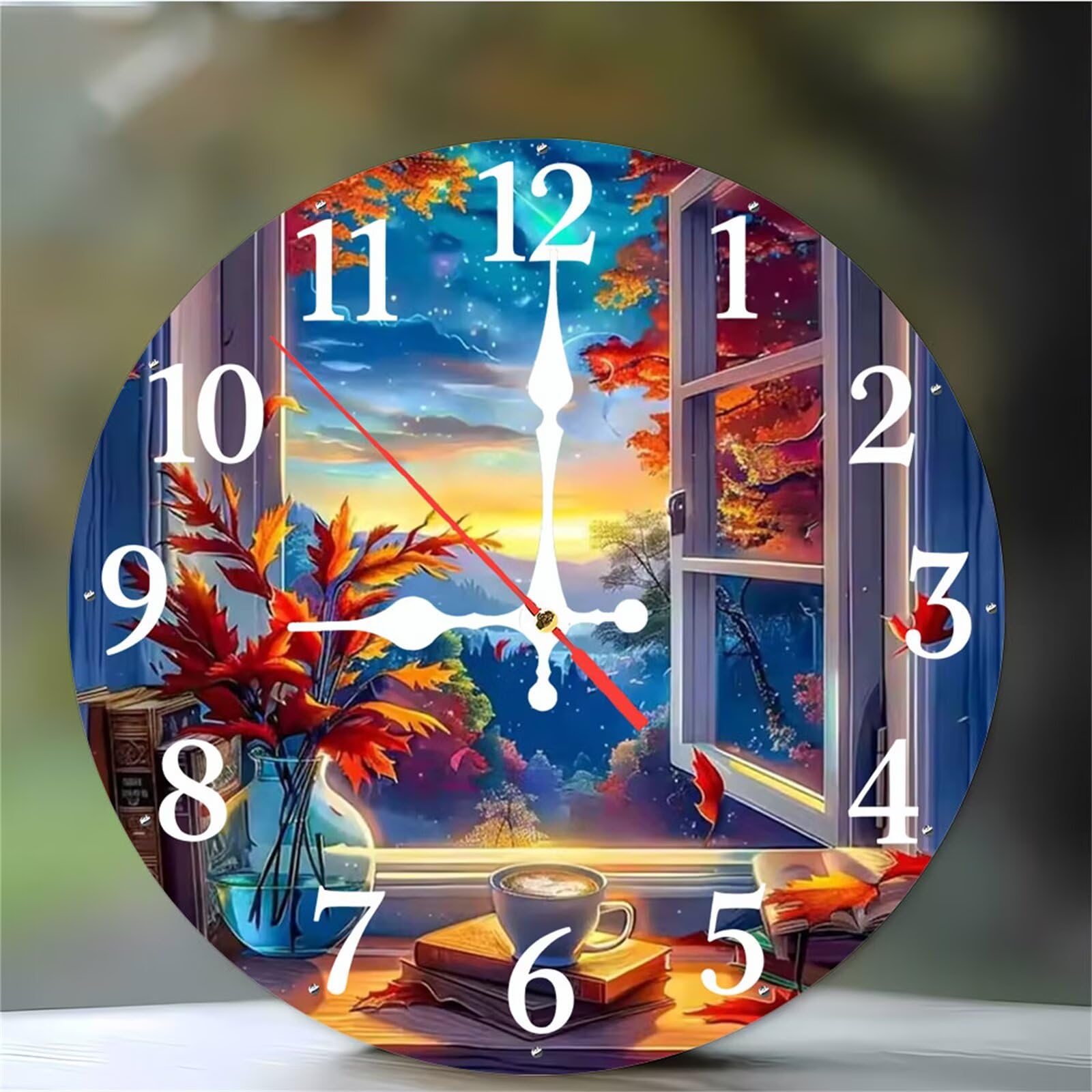 Horloge murale à quartz silencieuse et grand cadran à chiffres arabes pour bureau