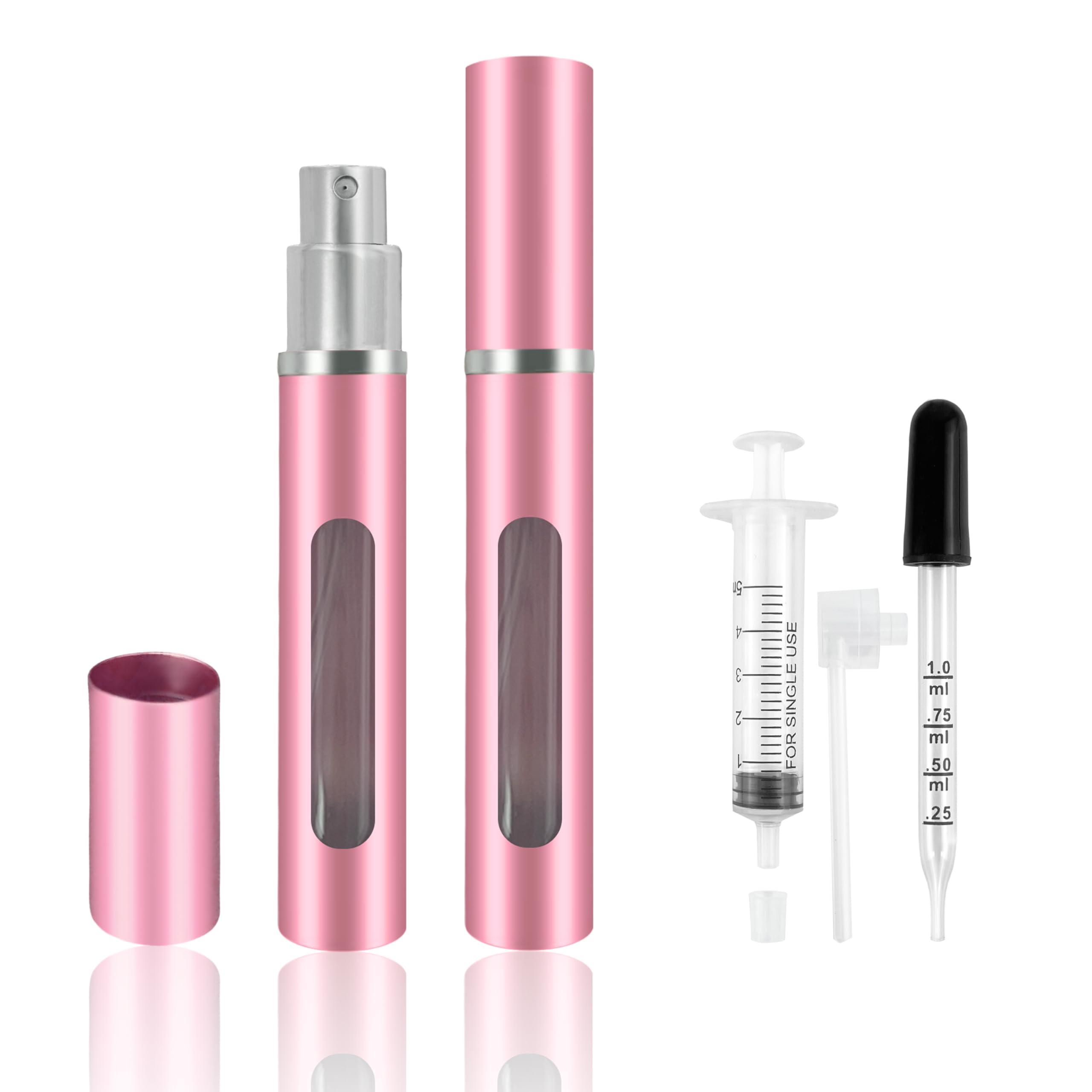 2 Pack Refillable Mini Perfume Atomizer Bottle，Portable Separate Bottles，Travel and Outings Spray Boxes Dispensers 5ml/0.2oz (Pink)-image-12