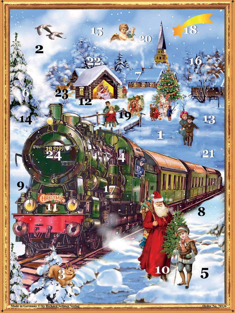 Snow Scene Christmas Train German Advent Calendar
