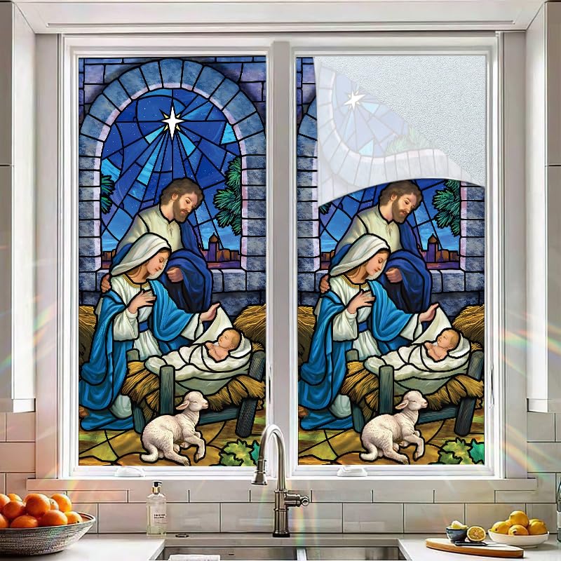 Vinilo decorativo para ventana con diseño vidriera 18x40 pulgadas miniatura 5