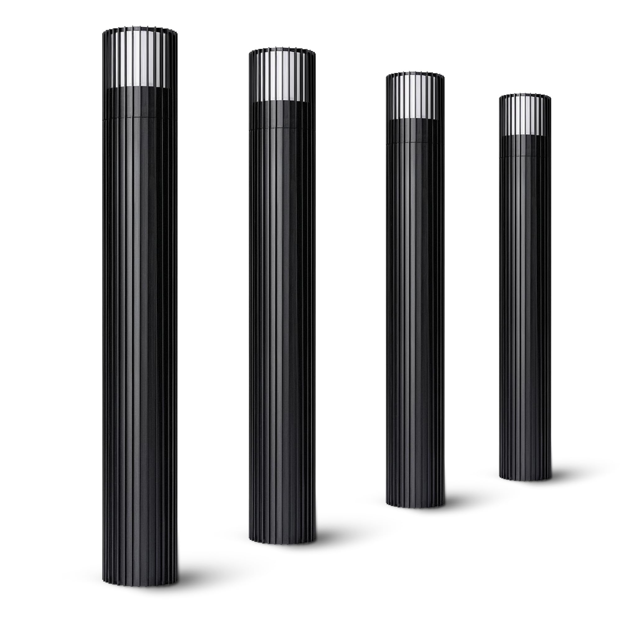 SSC-LUXon 4x GAVALO Pollerleuchte schwarz rund IP44 geriffelt für G9 Lampe - Design Wegeleuchten Außenlampe aus Aluminium Sockellampe für Außen