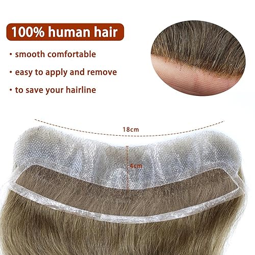 Miniatura 3 de Extensiones de cabello frontal para hombre, línea capilar para hombre, tupé de cabello humano virgen europeo en forma de V, línea de cabello de