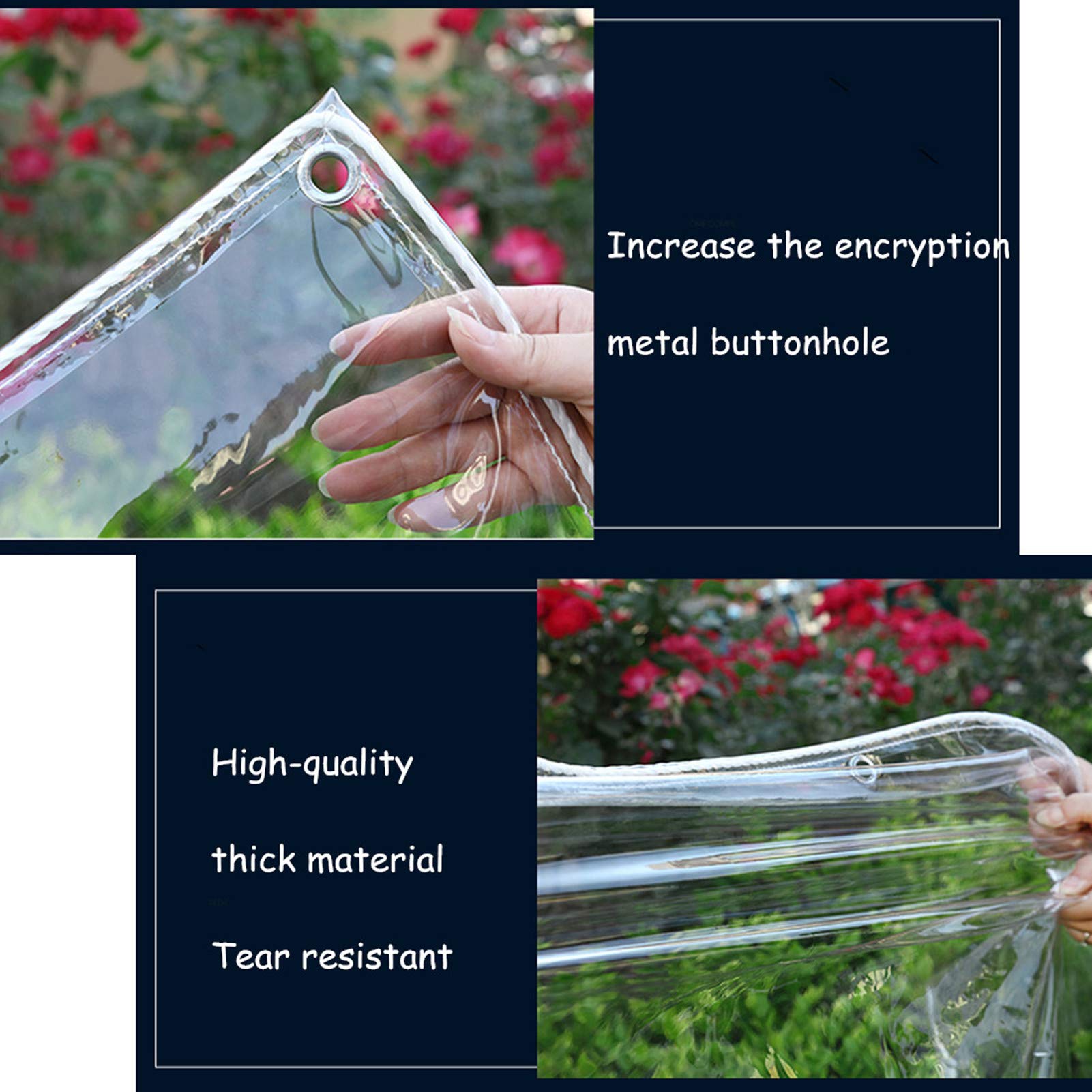 Transparente Plane Abdeckung mit ösen,Balkon Regen Vorhang, Durchsichtig Abdeckplane Wasserdicht,Klar Gewebeplane PVC Folie Markisen für Gartenmöbel Auto Pool Trampolin,0.35mm(2.2x3m/7.2x9.8ft)