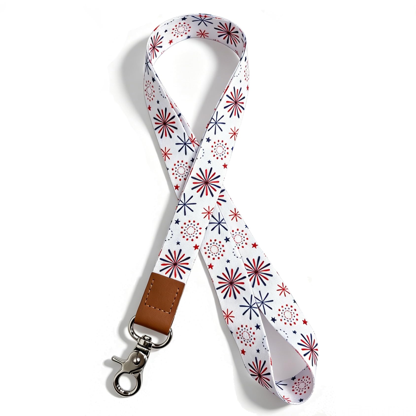 Lanyard for Keys and ID Badges, Neck Lanyard with Metal Clasp, Polyester Lanyard with Leather Accent