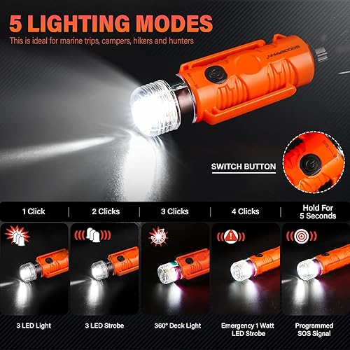 Miniatura 2 de GOODSMANN Boat LED All Round Signal Light with Suction Cup & Magnetic Base for Boat Kayak