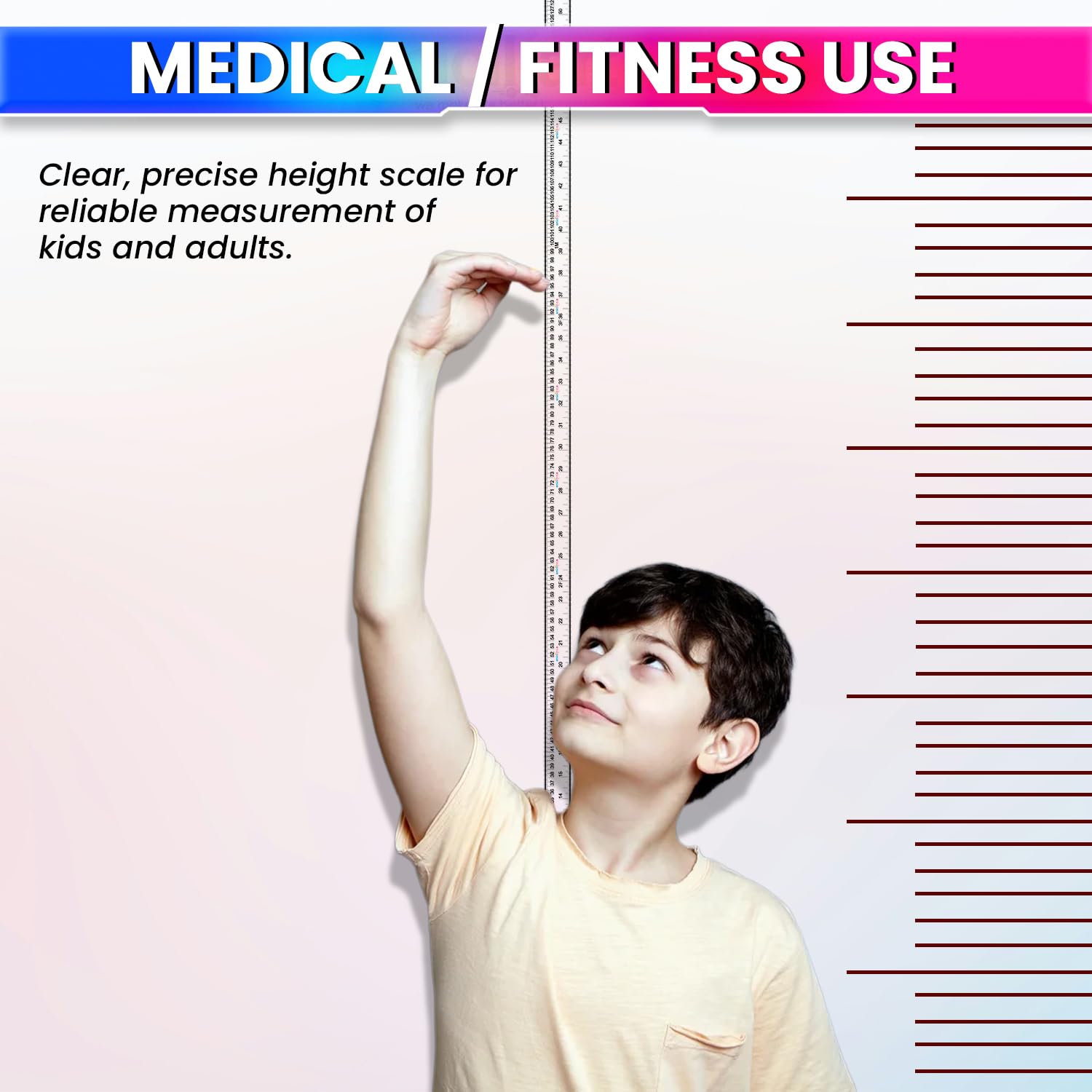 amiciTools Self-Adhesive Height Measuring Tape Ruler 200 cm / 79 Inch – Peel & Stick Growth Chart for Kids Height Measurement, Wall Mounted Measuring Scale for Home, School & DIY Use (Pack of 2) - Image 8 thumbnail