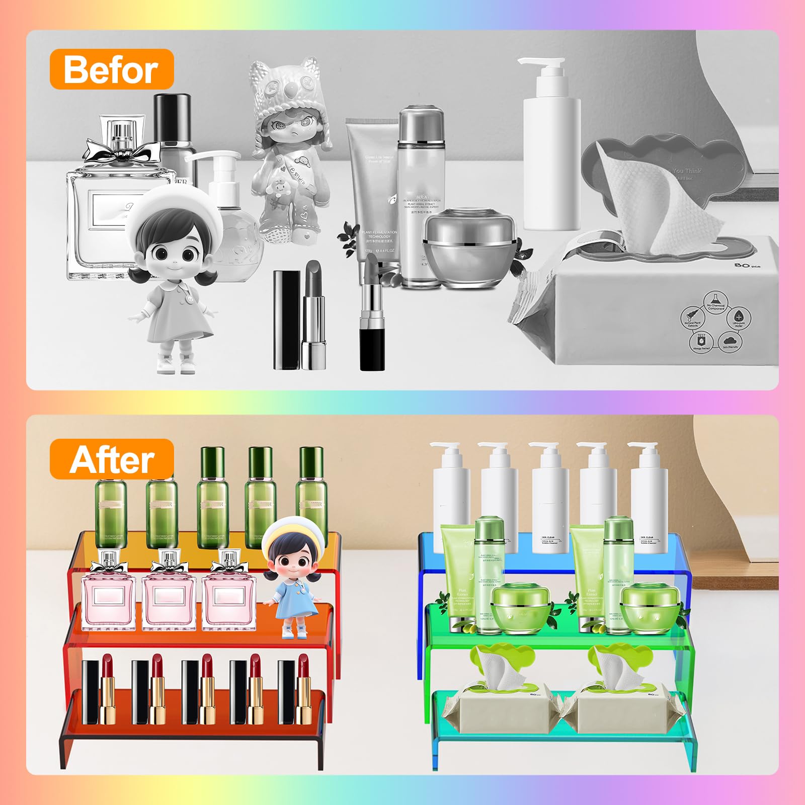 Acrylic Display Risers - 6 Pack Mix Colors -5 Acrylic Display Risers - 6 Pack Mix Colors -5