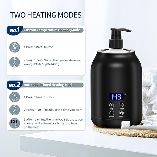 Miniatura 4 de Yofuly Calentador de aceite de masaje, calentador digital de aceite de masaje eléctrico con dos botellas de aceite, calentador de loción corporal