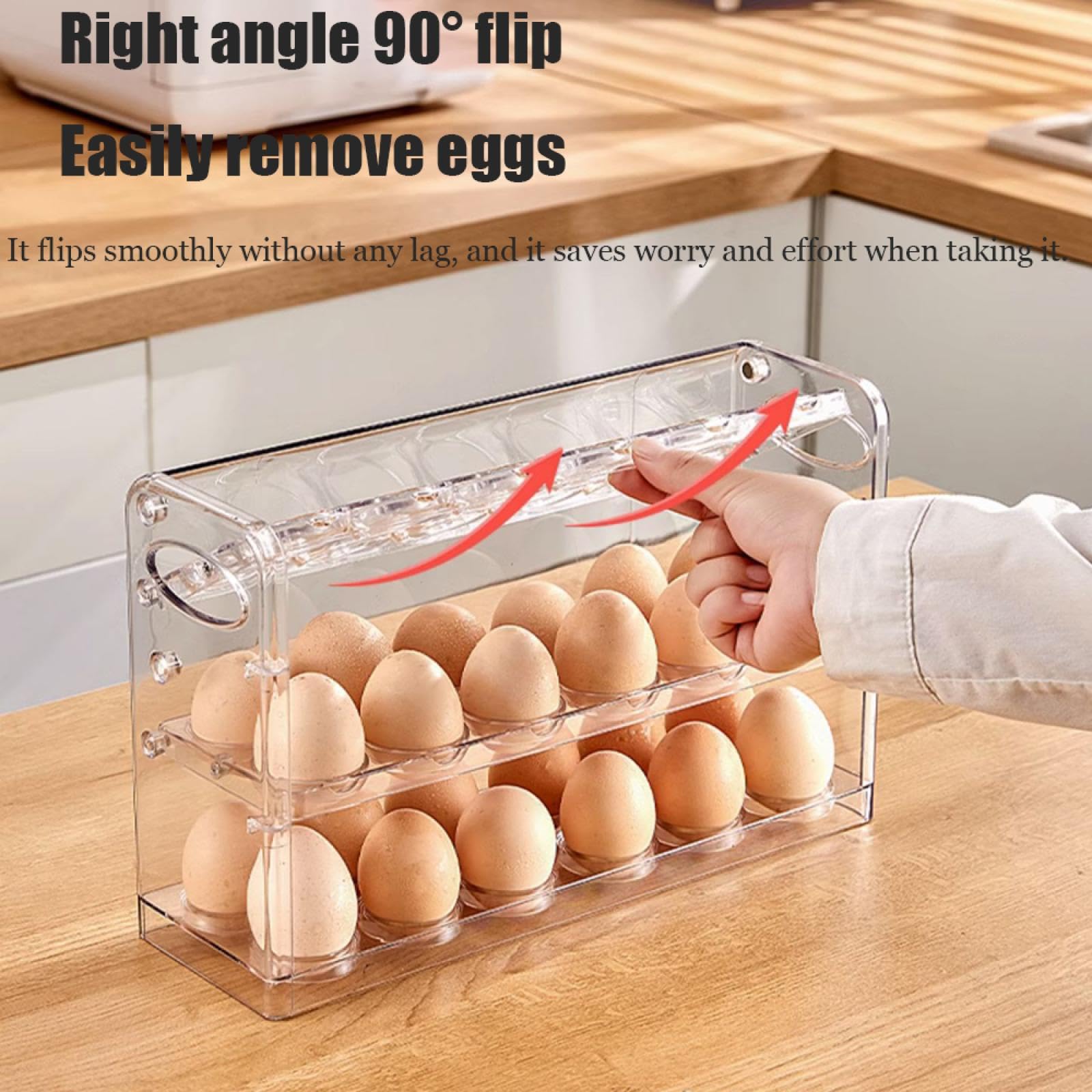 Caja de Almacenamiento de Huevos de Tres Capas,Soporte para Huevos para refrigerador,Almacenamiento de Huevos para encimera,Organizador de Huevos,Dispensador de Huevos para refrigerador