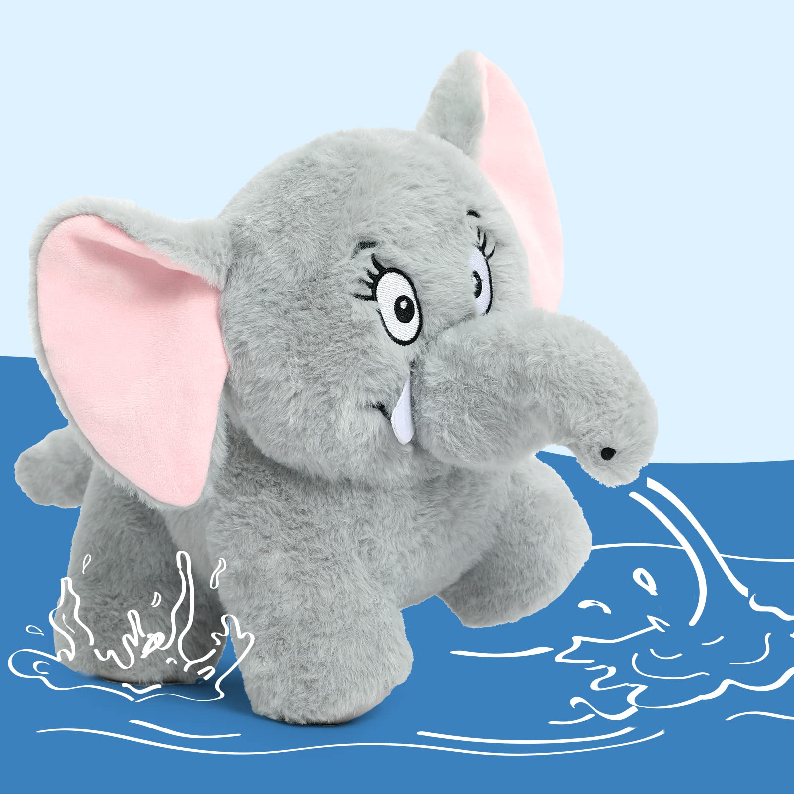 MaoGoLanCute Elephant Stuffed Animal Dog Toys Elephant Removable Tail and Nose Gray Elephant Plush Creative Birthday Gift 10 inches