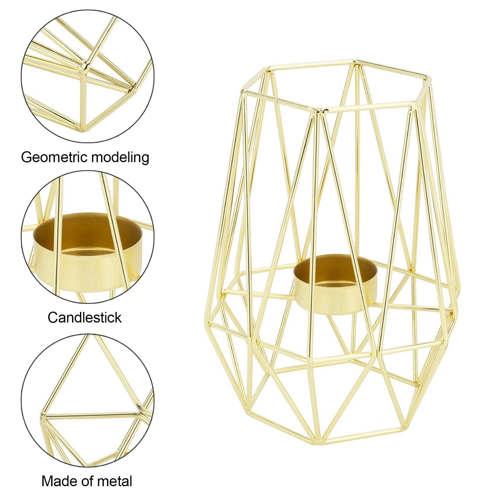 8 x goldene geometrische Teelichthalter Metall für Wohnzimmer und Badezimmer