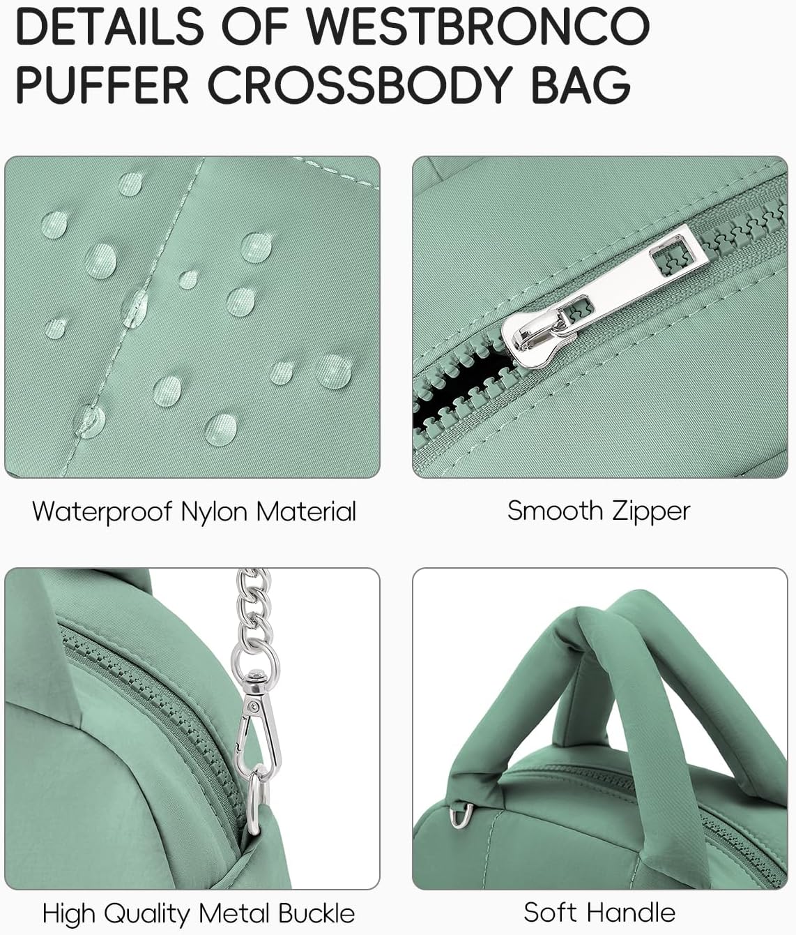 WESTBRONCO Small Puffer Crossbody Bags for Women Puffy Nylon Shoulder Bag Womens Quilted Handbags with Chain Strap for Daily - Image 4