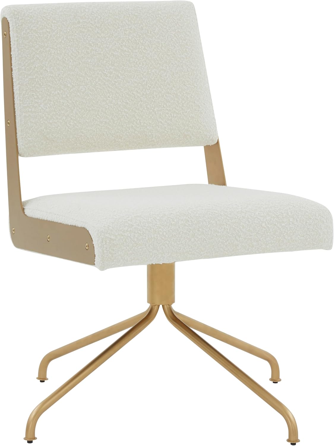 SAFAVIEH Couture Collection – Emmeline Ivory Boucle Swivel Office Chair with Gold Metal Frame, Modern Glam Upholstered Desk Chair (SFV4758G)