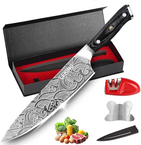 Leking 8 Inch Chef Knife, Kitchen Knife with Sharpener and