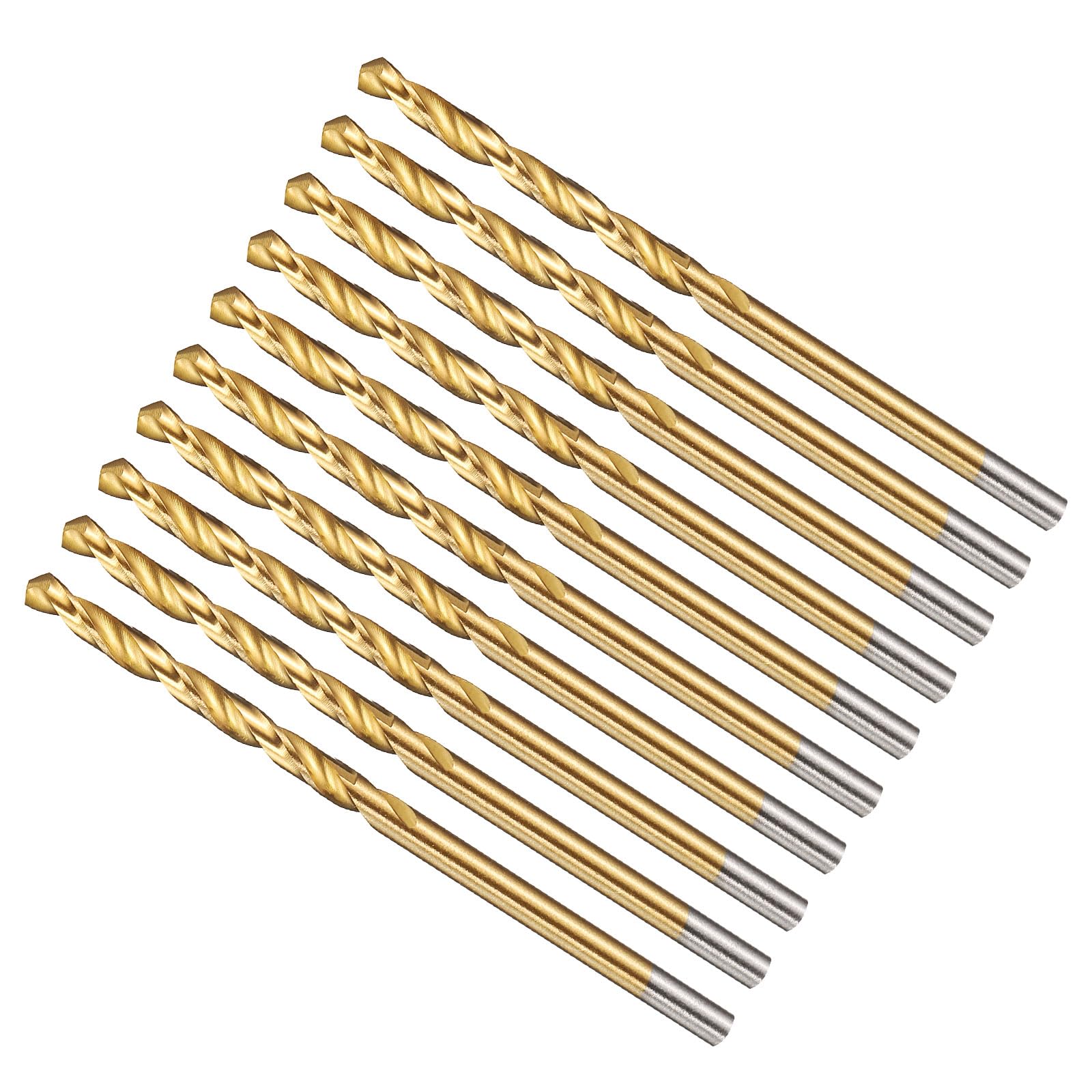 METALLIXITY 2.8mm Drill Bit (7/64") 10Pcs, 4241 High-Speed Steel Straight Shank Titanium Nitride (TiN) Coated 118° for Wood Plastic Iron Copper Aluminum Low Soft Metal