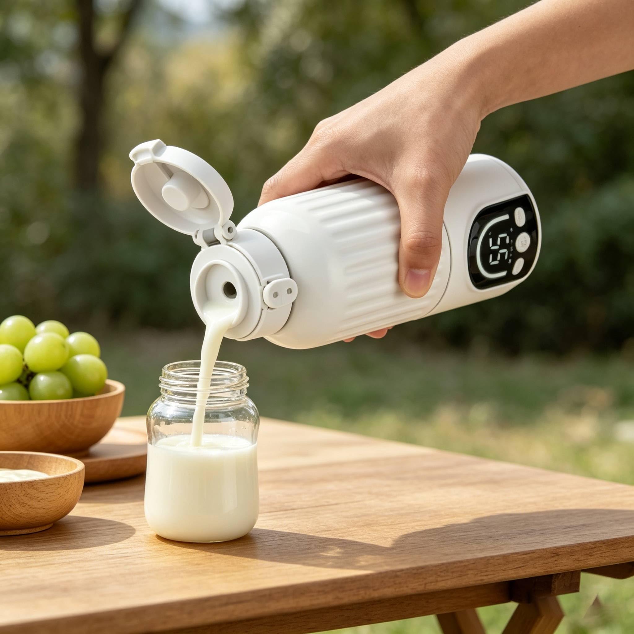 Calentador de biberón portátil con esterilizador, inalámbrico, 140 W, calentamiento rápido, 5 min, 12000 mAh, duración prolongada, BPA Free Inox para leche materna y agua, ideal para viajes nocturnos