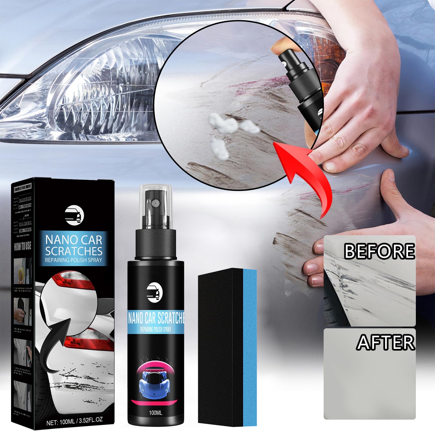 Spray Céramique Voiture – Traitement Céramique Ultime Avec Chiffon Microfibre – Protection Nano Anti-Rayures Pour Carrosserie Et Vitres Hendlex 200ml, Nano Shield Jusqu'à 1 An De Protection