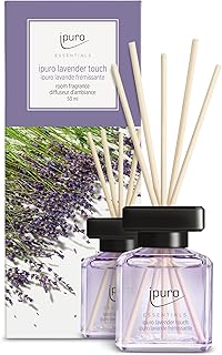 ipuro - Essentials Raumduft Lavender Touch 50ml | Raumerfrischer mit Lavendel, Zitrus, Blüten, Minze & Moschus Duft Aroma | Diffuser mit Stäbchen | Lufterfrischer für die Wohnung
