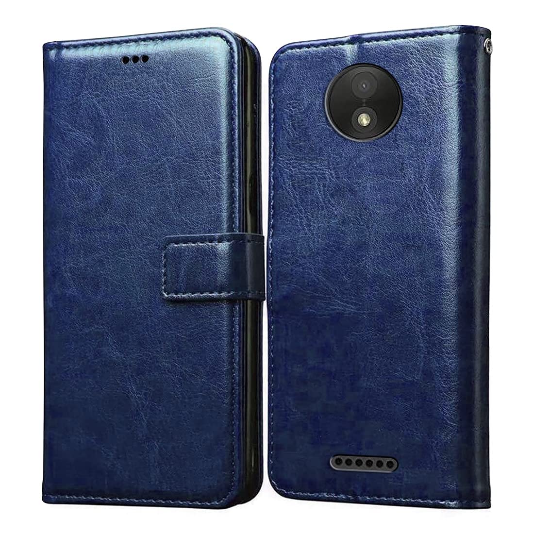 Casotec Flip Cover for Motorola Moto C Plus | Premium Leather Finish | Inbuilt Pockets & Stand | Flip Case for Motorola Moto C Plus (Blue) (B09P8NVW5J) Amazon Price History, Amazon Price Tracker