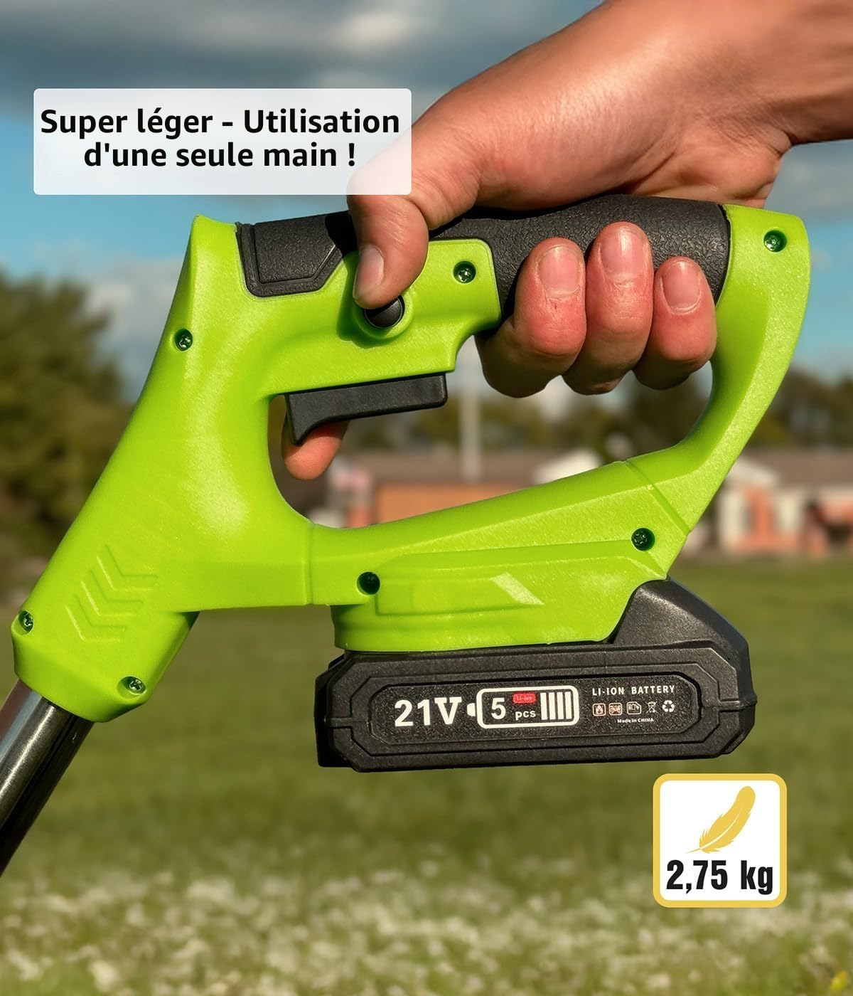 Rotorazer Genius Kit outils jardin 8 en 1 23 pièces Débroussailleuse sans fil 2 batteries, profondeur réglable, 7 lames, barre extensible