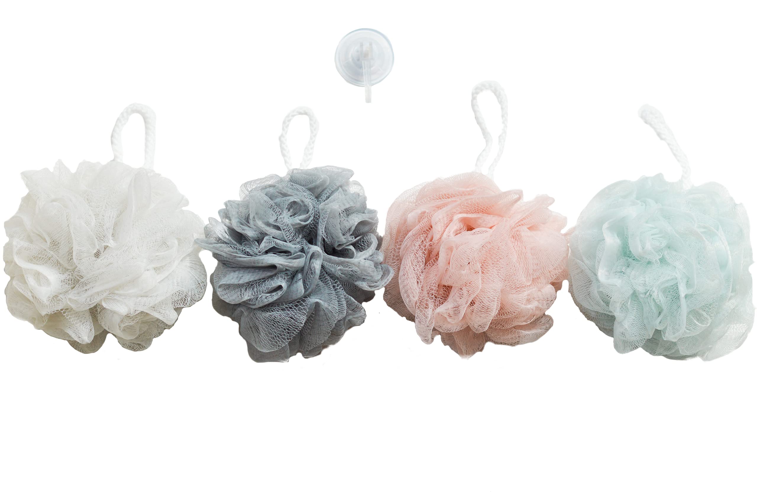 Vera Bellezza 4-Pack Loofah set with Shower Hook