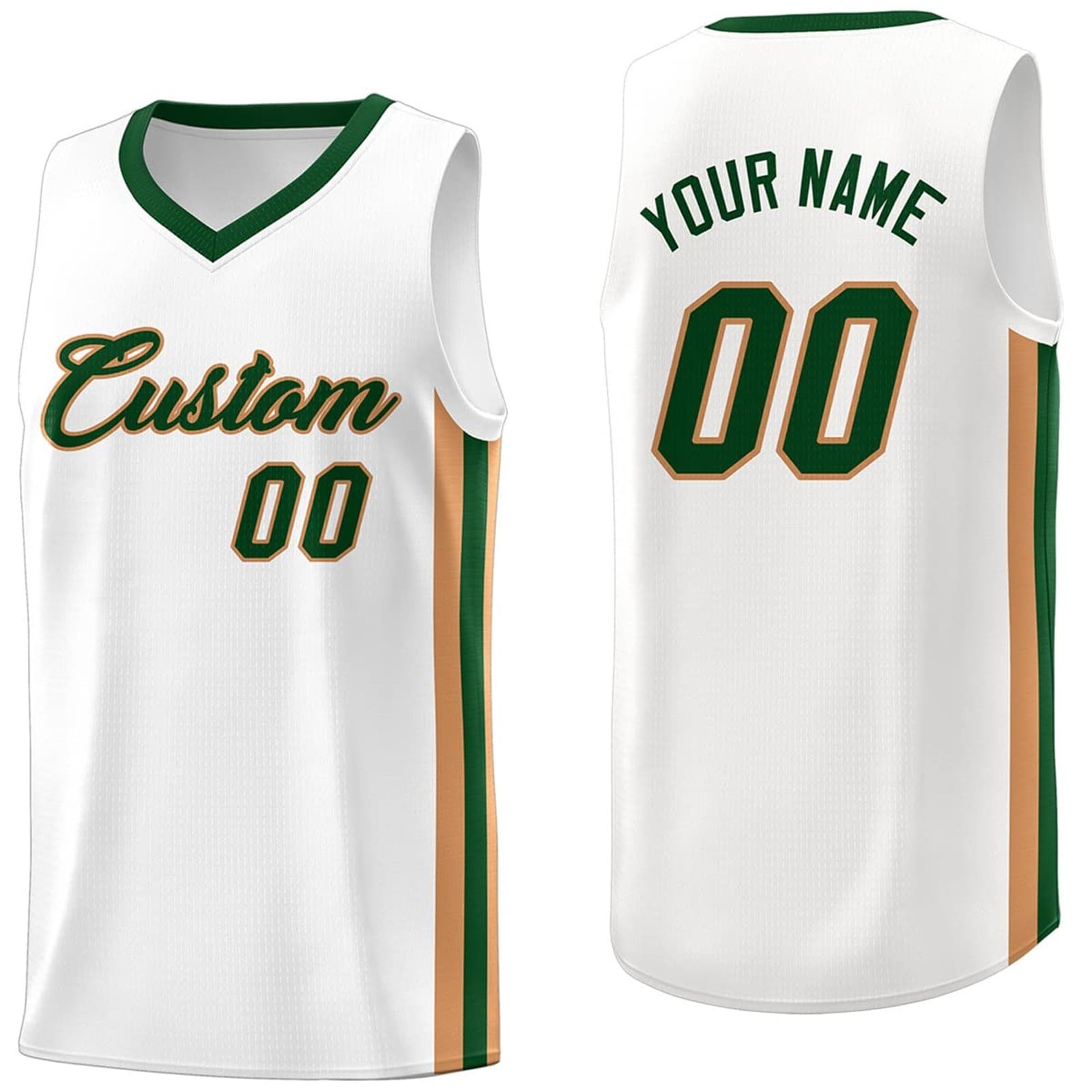 Custom Basketball Jersey - Personalised Team Name & Number - Breathable Sleeveless Basketball Vest for Men, Women & Youth, S-XXL Green