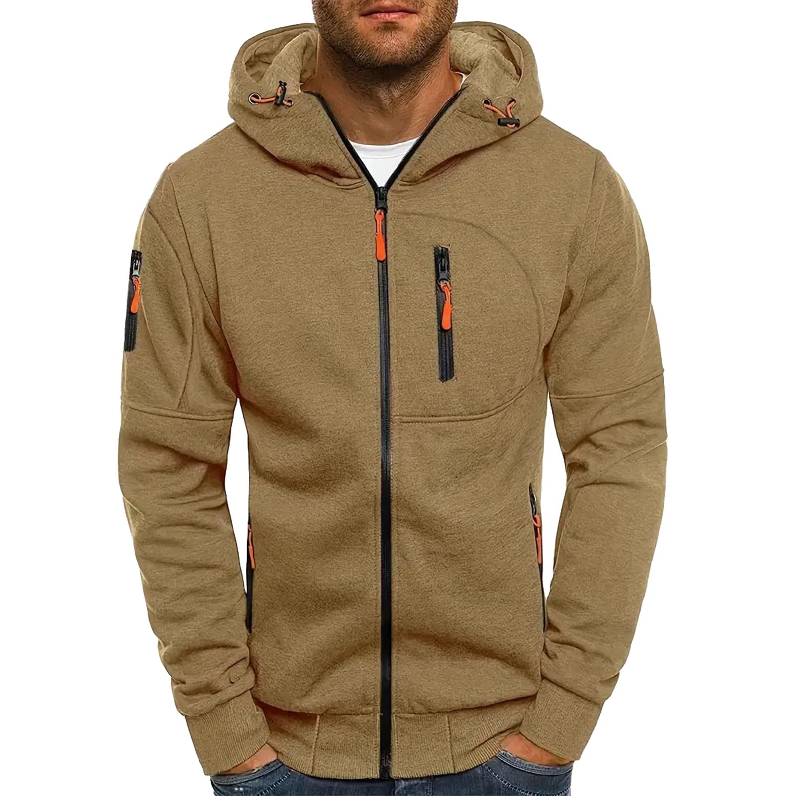 Uwdiohq Hombres Sudadera Pullover Oversized Manga Larga Sudadera con Capucha y Cremallera Slim Casual Solid Top Coats de Manga Larga Sudadera Encapuchada Top Jacket Ropa Hombre Sudaderas