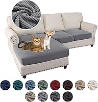 Vista 14 de Fundas para sofá modular, 3 piezas elásticas antideslizantes en forma de L, fundas de cojín separadas para sofá para sofá seccional izquierdo o Negro