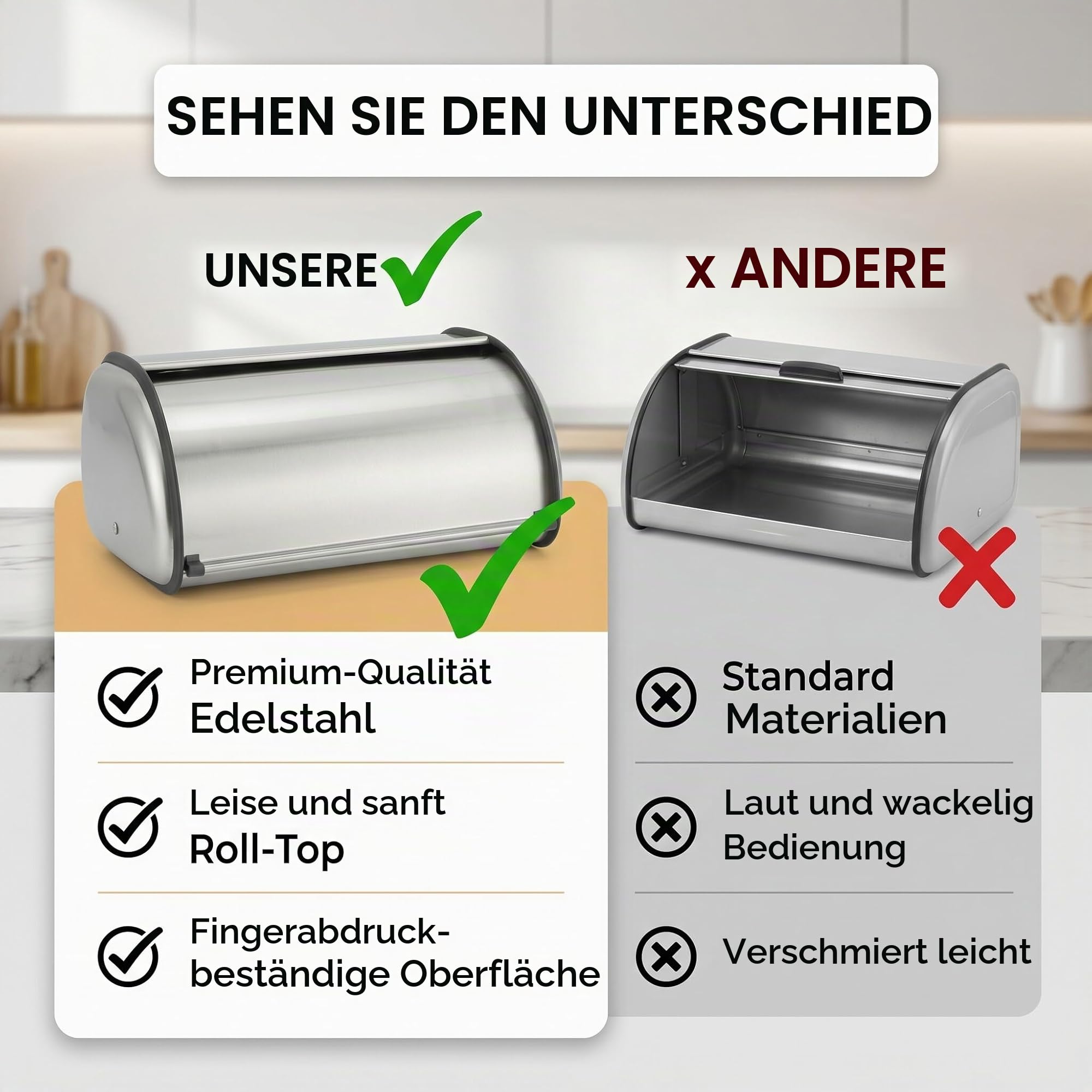 Brotkasten, Edelstahl Brotbox mit frontklappe Brotbeh?lter Rollbrotkasten Brotkastenhalterung Brotaufbewahrungsbeh?lters f¨¹r Kuchenbr?tchen Toasts Laibchen Geb?ck Pfannkuchen