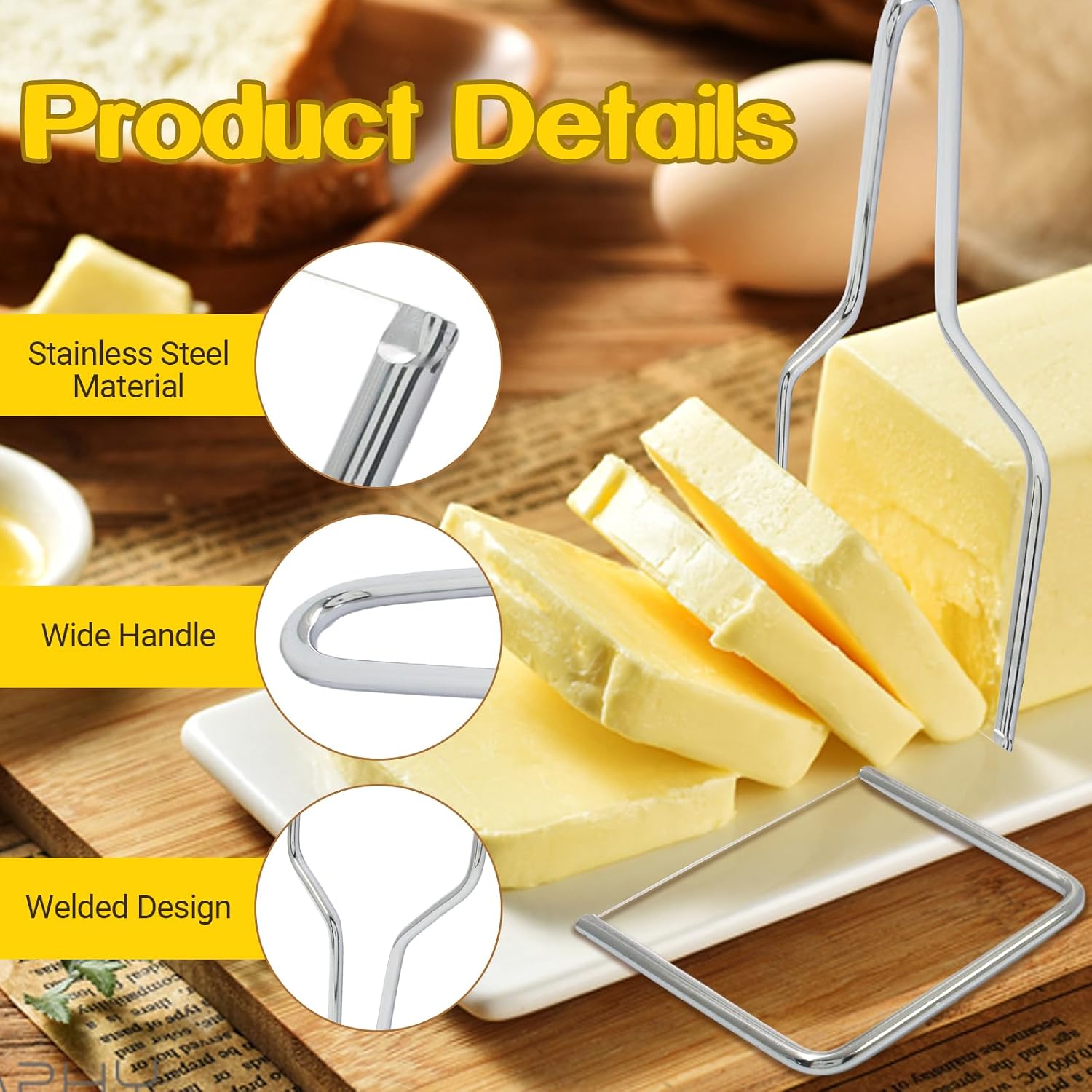 2 PCS Wire Cheese Cutter, Stainless Steel Y Type & U Type