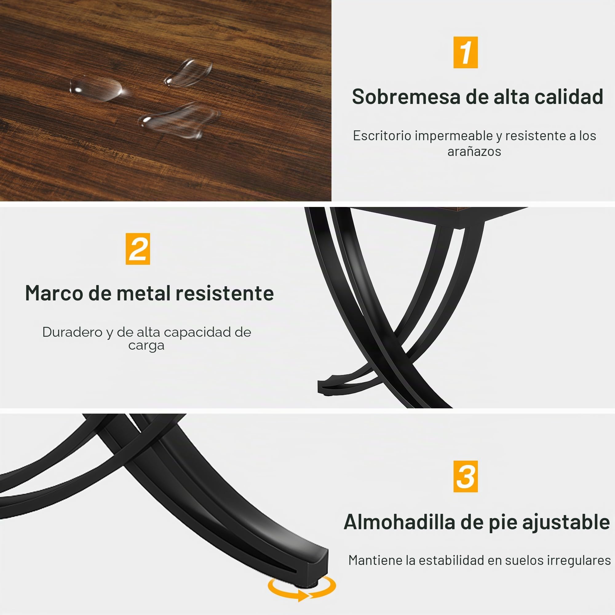 Tribesigns Mesa de comedor para 6-8 personas, mesa salón, 200 x 70 x 75 cm, rectangular, mesa de cocina, mesa de comedor y cocina, sala de estar, diseño industrial, marrón rústico