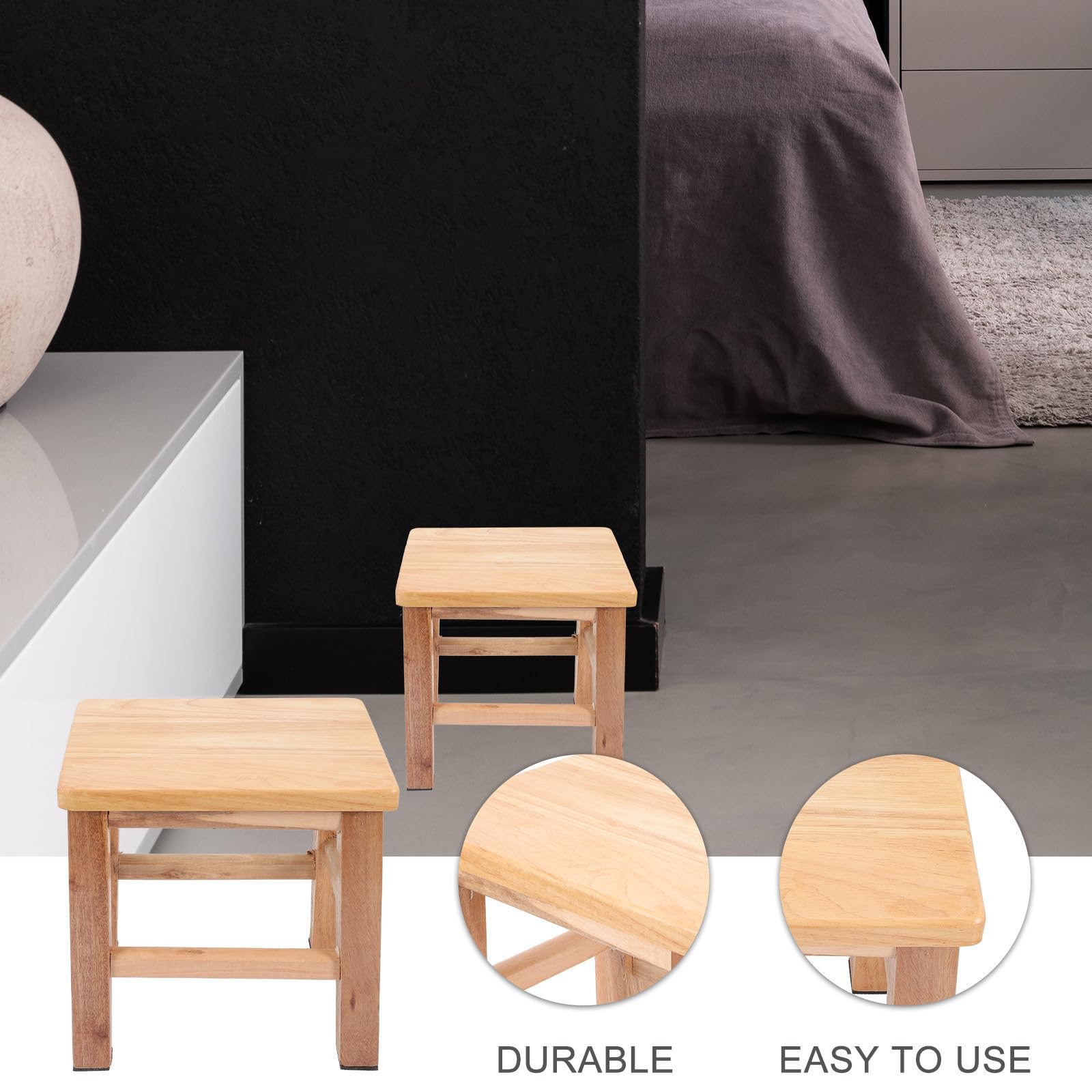 Toddmomy Taburete de Madera para Niños Pequeños, Antideslizante, 25cm