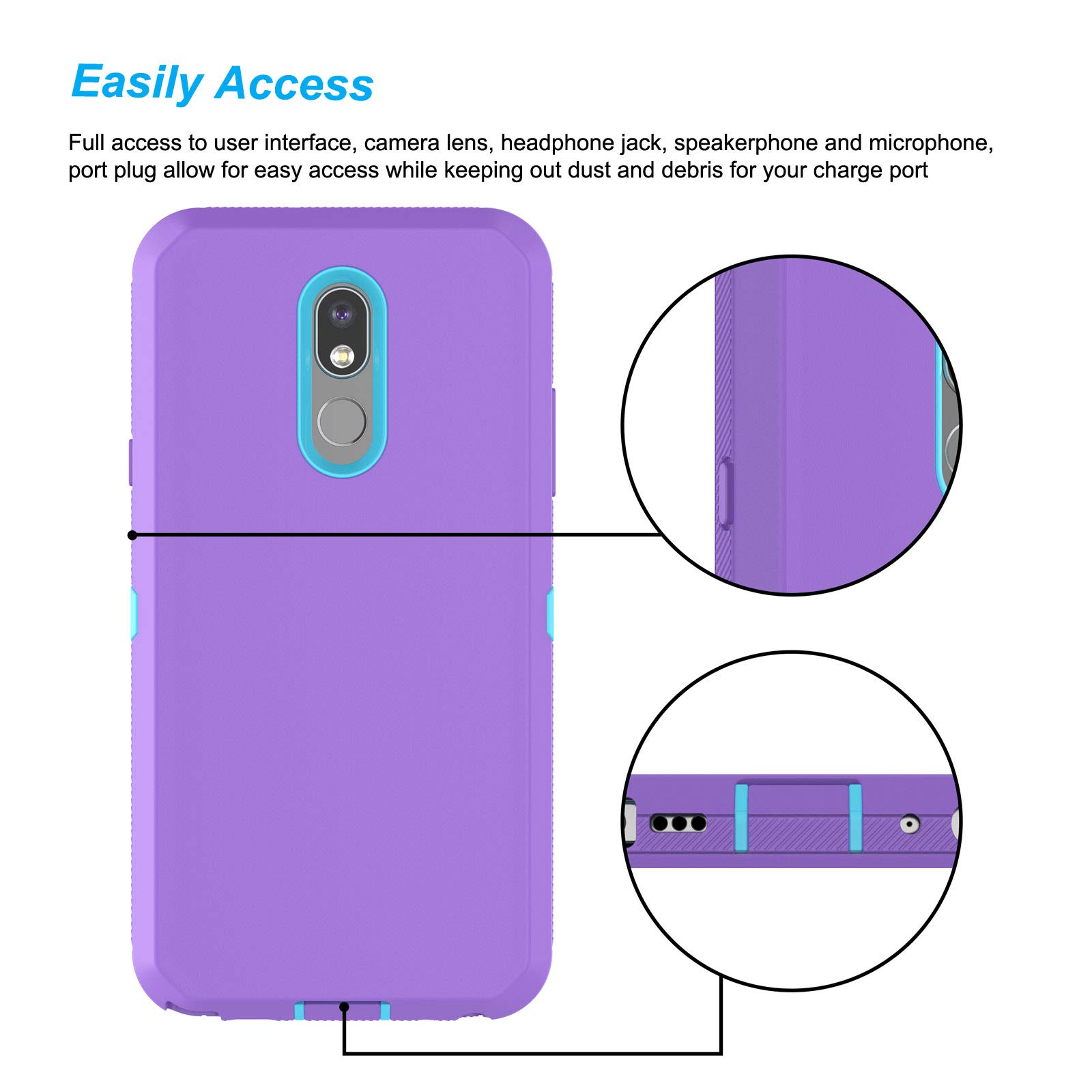 LG Stylo 5/Stylo 5Plus Non Slip Grip Hybrid Case HYB02 Silver - Foto 7