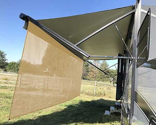 Miniatura 2 de Tentproinc Toldo para autocaravana de 8 pies x 17 pies y 3 pulgadas (ajuste para toldo de 18 pies) de malla beige, protector solar UV para toldo de