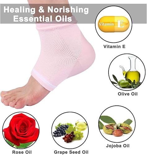 Miniatura 4 de Codream calcetines talón gel humectante ventilado, para el día o la noche, juegos para el cuidado del píe, dedo abierto, nuevo tratamiento para la