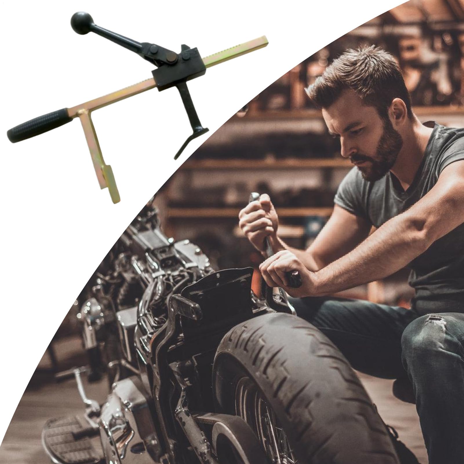 Generico Smontagomme Portatile Ergonomico Regolabile | Strumento Per La Rimozione Della Ruota Veicoli Elettrici Per Motocicletta Bicicletta Dirt Bike Auto Garage Officina Esterni