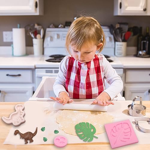 Miniatura 6 de Moldes de silicona para fondant de chocolate de dinosaurio, 4 piezas, hojas tropicales de dinosaurio, hojas de Monstera, molde de silicona para