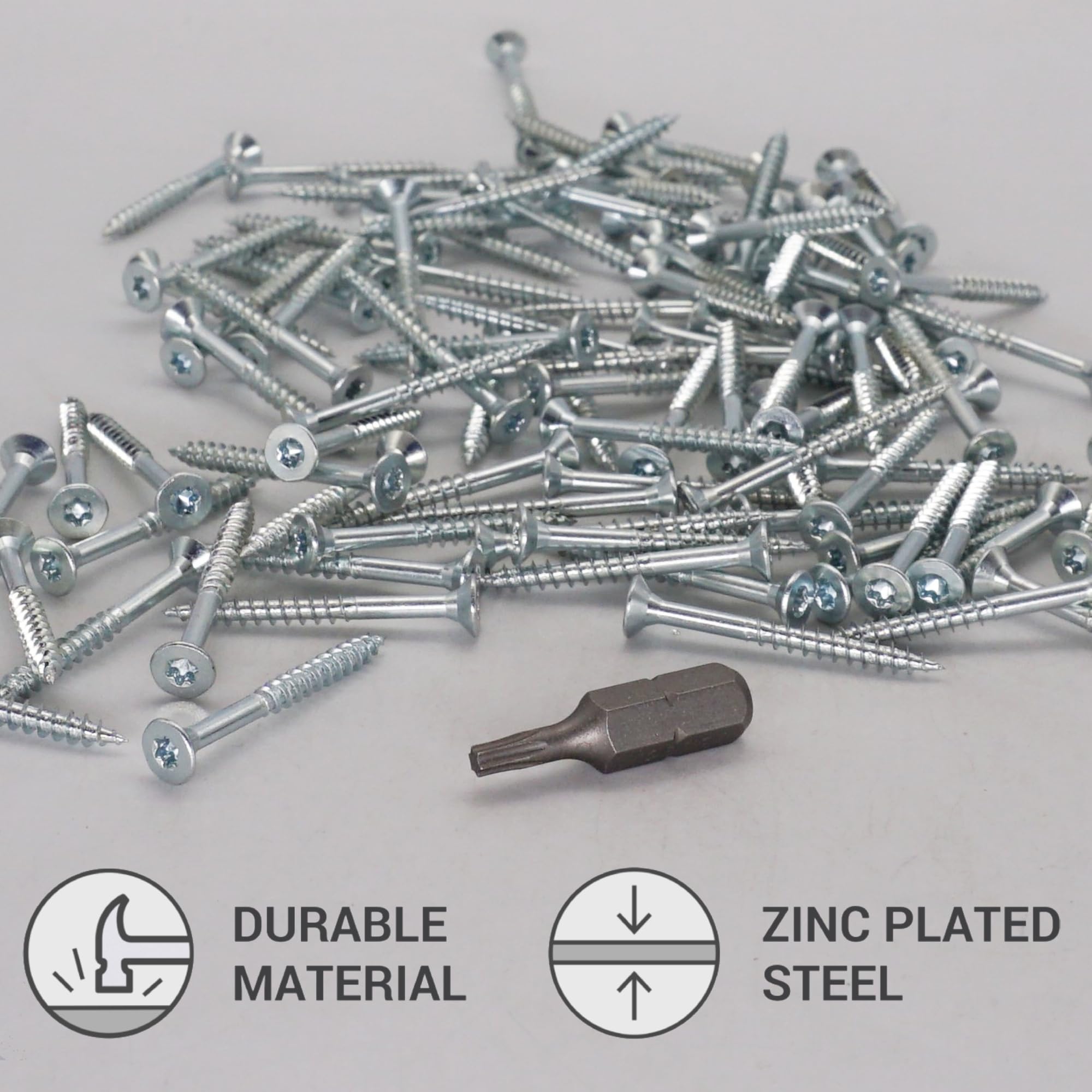 SKIR'CO (100 pcs) Zinc Plated Steel Wood Screws 3.0 x 30 mm, Torx Countersunk Head Screws, Chipboard Screws, Partially Threaded - Image 3