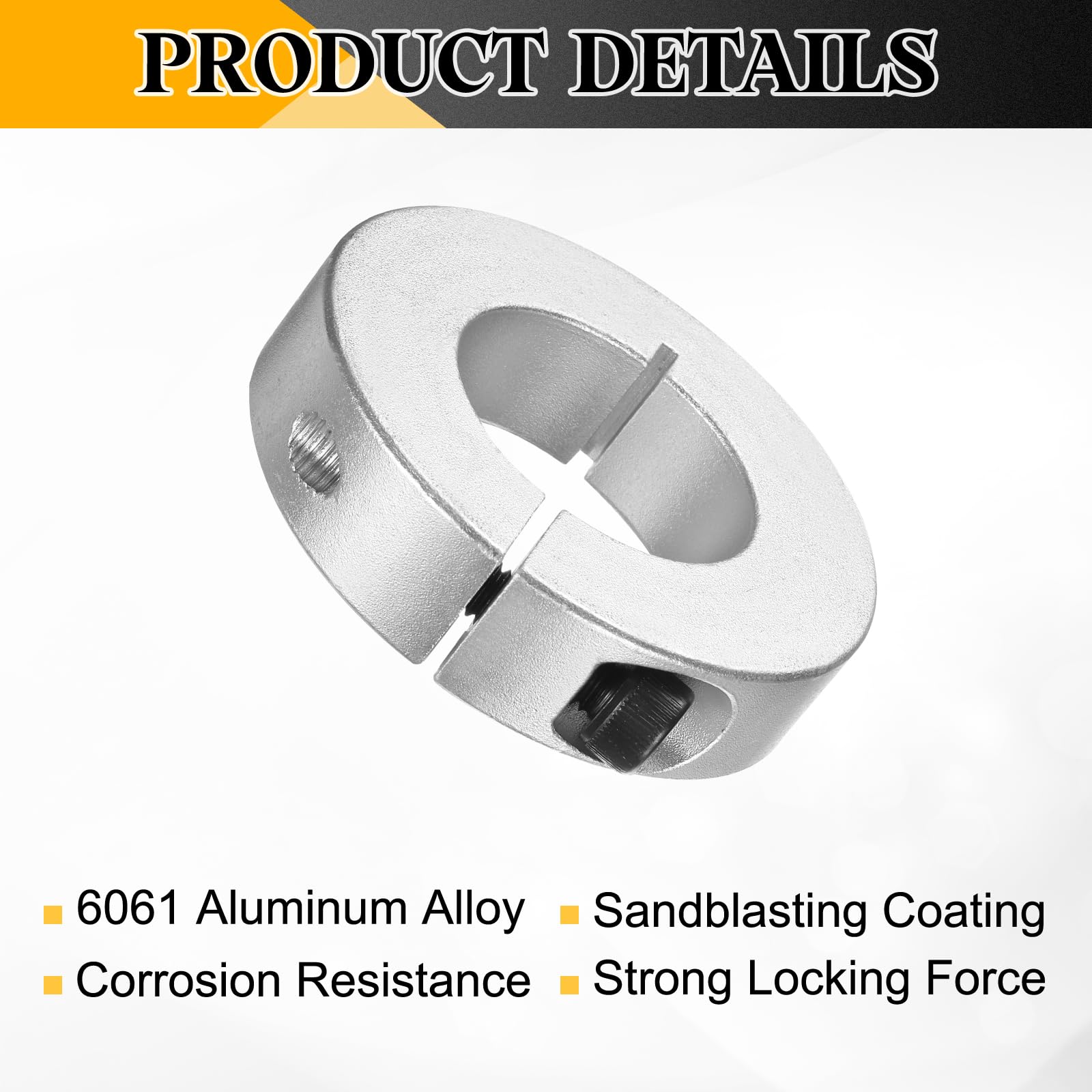 sourcing map 8 collares de sujeción de una sola pieza con orificio de 32 mm, diámetro exterior de 60 mm, 15 mm de grosor, abrazadera de collar dividido de aleación de aluminio