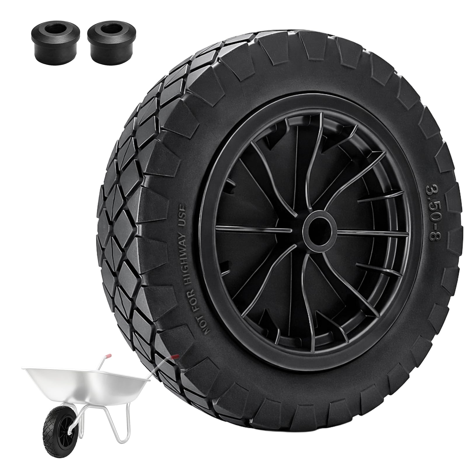 Sponsored Ad – 14" Wheelbarrow Wheel PU Puncture Proof Solid 3.50-8 Wheel Solid Tyre Rim Wheels Tyre Heavy Duty Replacement Tire for Garden Trolley Barrow Go Cart