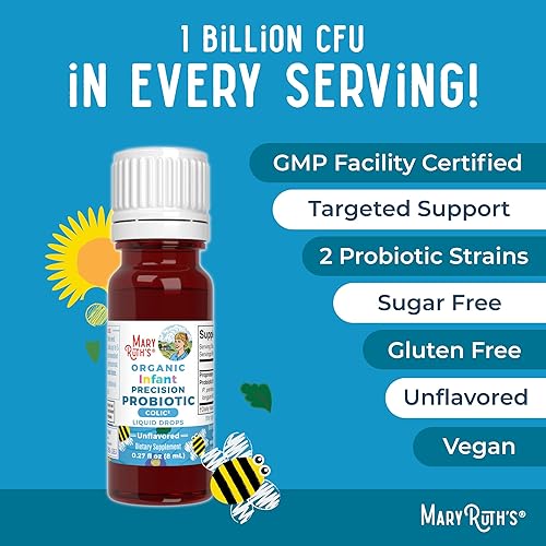Miniatura 7 de MaryRuth Organics Gotas probióticas para bebés  Probióticos líquidos de precisión para la salud digestiva  Calma cólica  Alivio ocasional del bebé