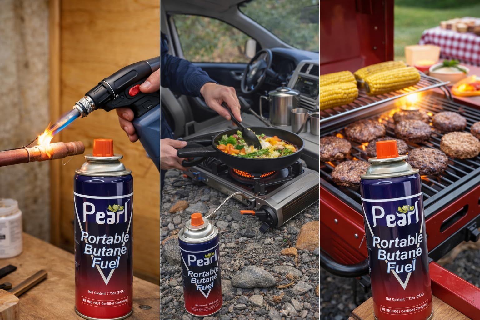 POWER COOK Butane Gas Portable High Pressure, Butane Can for Torch Flame Lighter, Welding Torch, Small Stove, Camping Stove Refiller 225g (pack of 4) 2