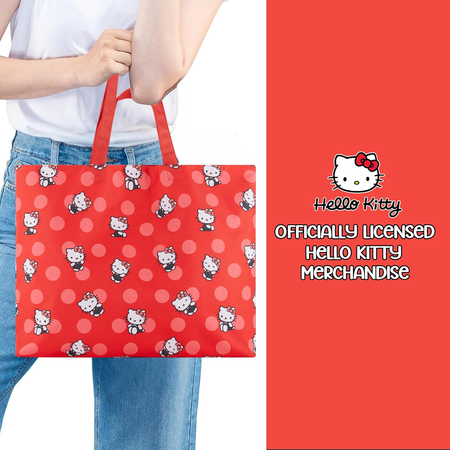 SANRIO Hello Kitty Nylon Tote bag - Girls, Boys, Teens, Adults - All Over Print Single Handle Nylon Tote Handbag
