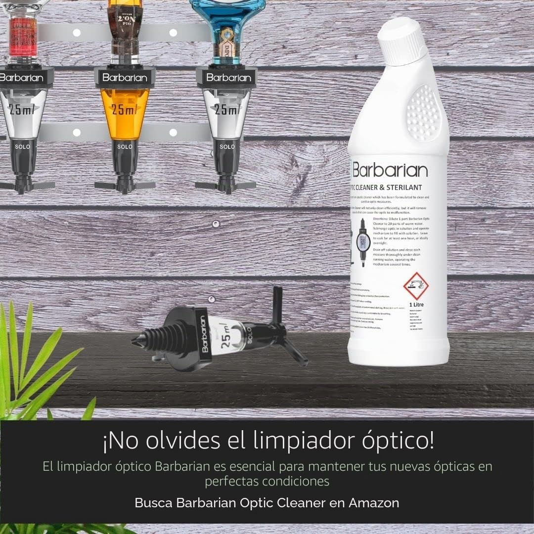 Barbarian 4 Botella Óptica para Bebidas alcohólicas Bar Butler 25ml Shot Medida Soporte Alcohol Vino Dispensador al revés Home Bar Garaje Cueva del Hombre