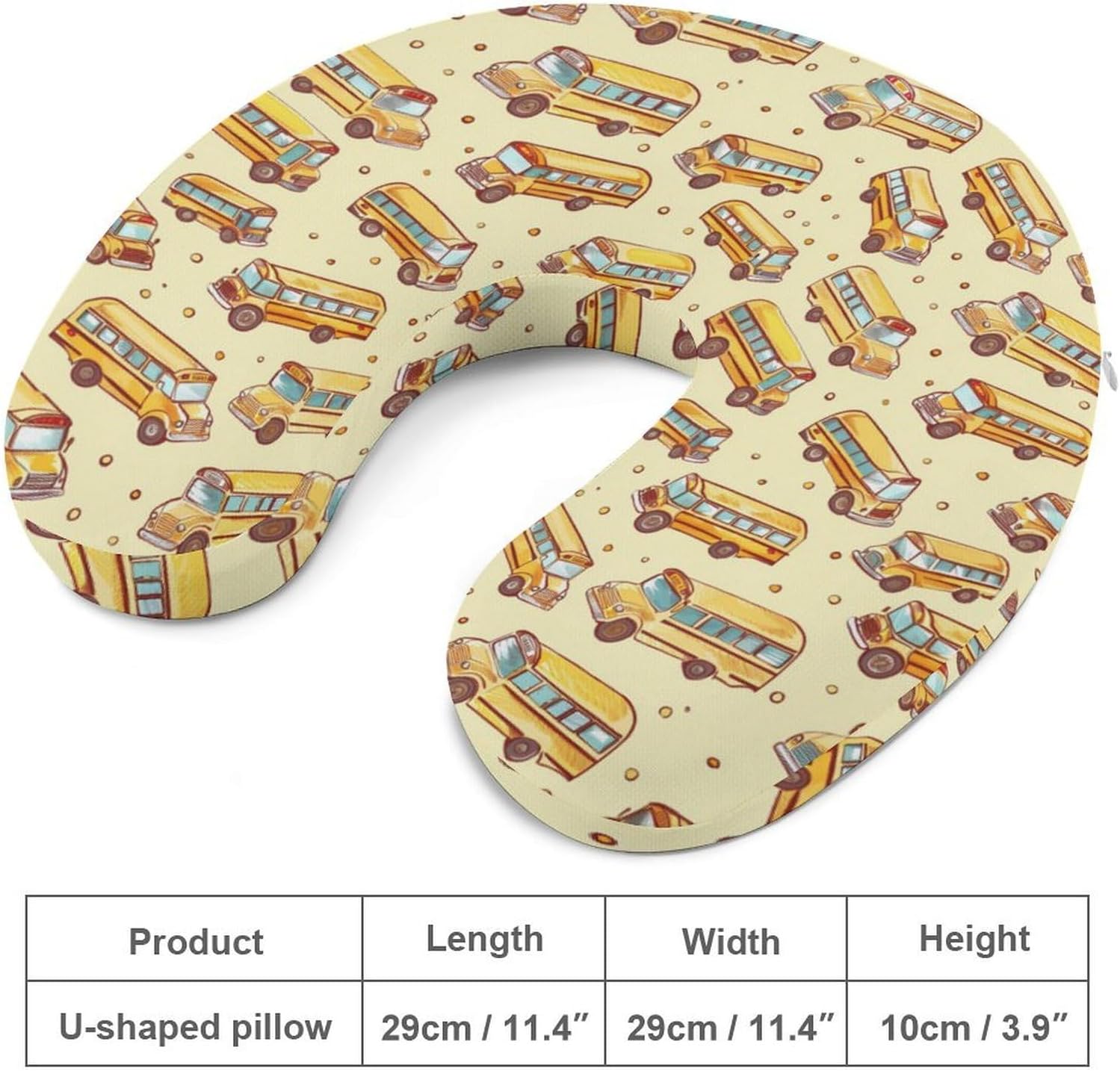 School Bus Travel Pillow U Shape Neck Pillow Washable Pillowcase for Sleeping Chair