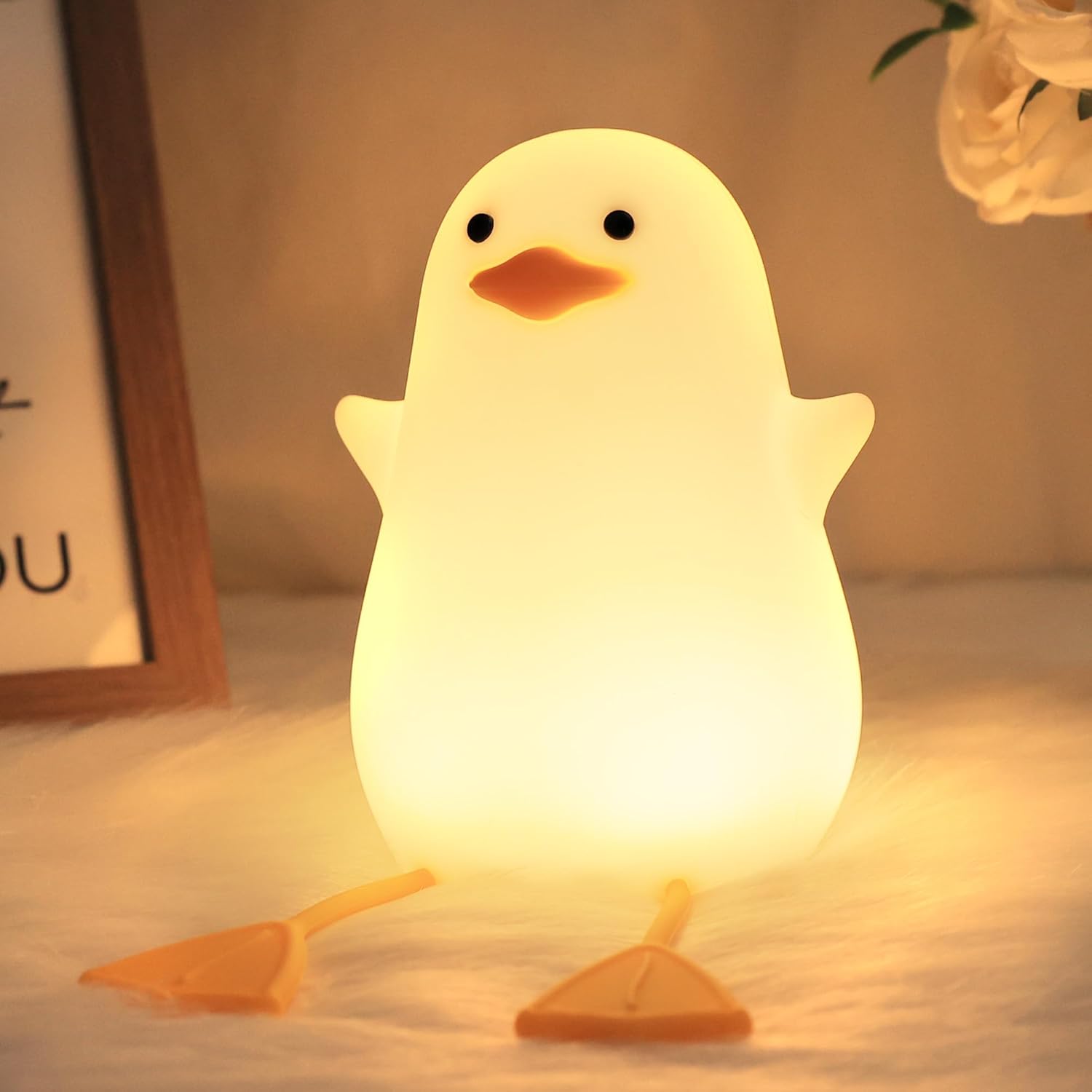 Cute Duck Lamp, Animal Nursery Silicone Night Light with Portable USB Rechargeable Timer Dimmable, Perfect for Home Bedroom Living Room, Holiday Birthday Xmas Easter Decor Gifts to Kids Baby - Image 8