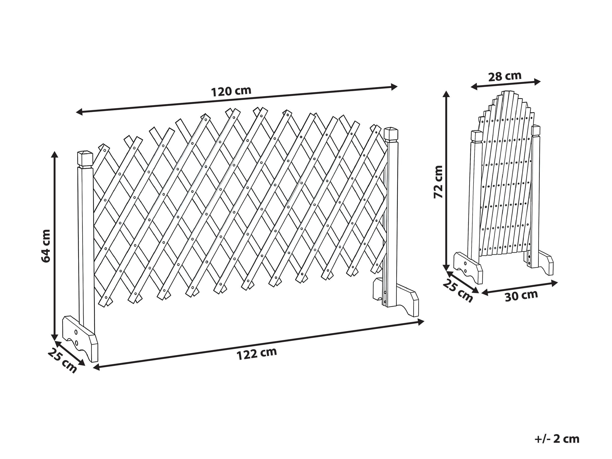 Celosía de jardín Enrejado Extensible y Plegable 122 x 70 cm Madera de Abeto marrón Oscuro Pavarolo