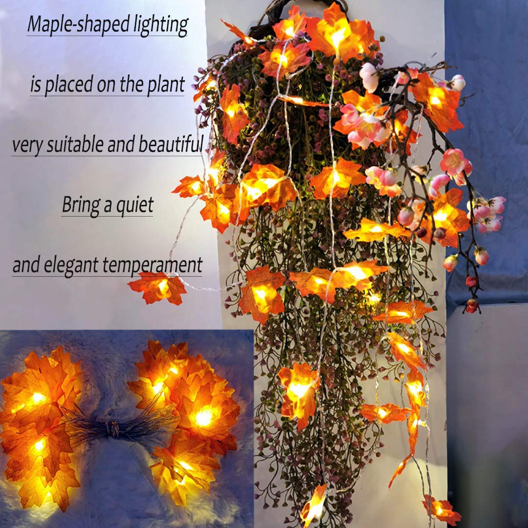Ainkedin Autumn Decorations, Fairy Lights, 40 Maple Leaf Light, Garden Lights Outdoor Lights, Autumn Wreath - Image 4