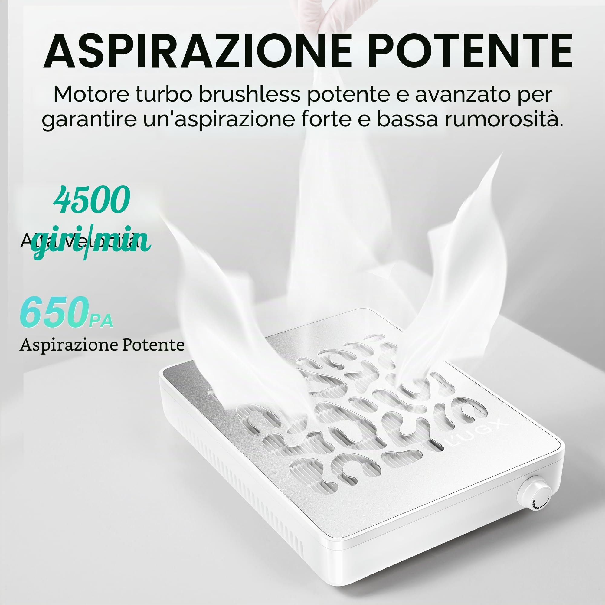 L'UGX Raccoglitore professionale di polvere per unghie con 30 filtri di carta, potente raccoglitore di polvere per unghie a velocità multiple per salone per unghie, estrattore di polvere per unghie